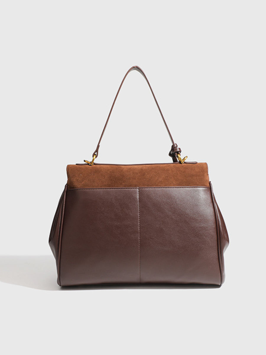 Gold-toned suede handbag